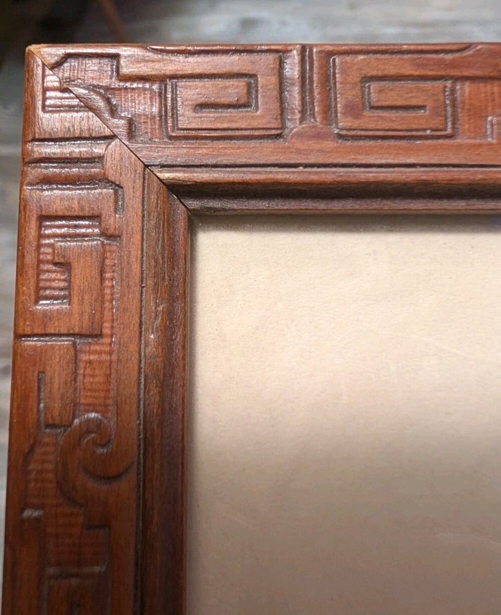 Hand Carved Antique Wood Frame W Photo 10 x 12 In Sepia